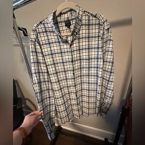 J.Crew Men’s XL Blue & White Plaid Button-Down Shirt 100% Cotton